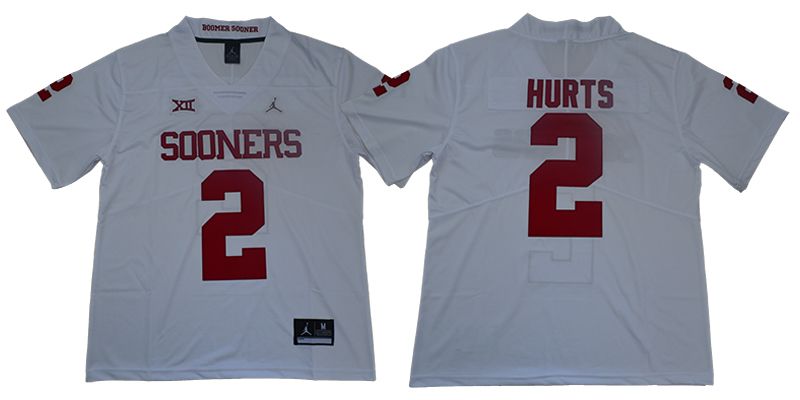 Men Oklahoma Sooners #2 Hurts Jordan White NCAA Jerseys